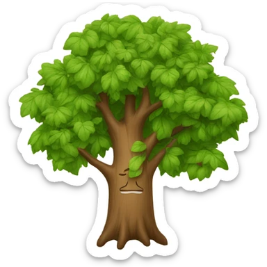 A TREE WITH LEAVES AND A WIDE TRUNK WITH CHILDREN sticker