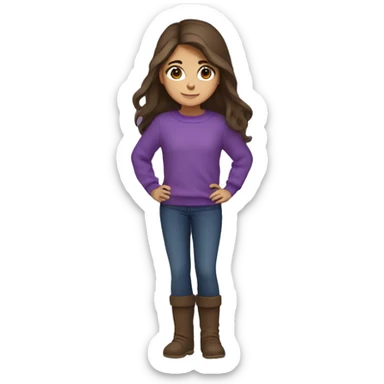 winter, christmas, hispanic, long brown hair, girl, brown eyes, child, full body, purple sweater sticker