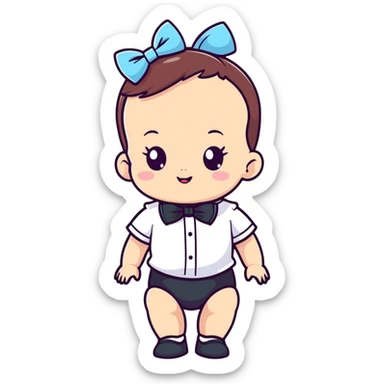 Baby girl with a bow tie sticker