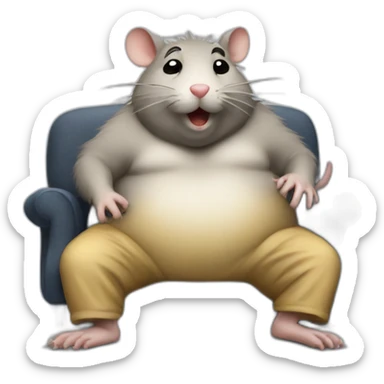 fat busy sofa rat watch tv sticker