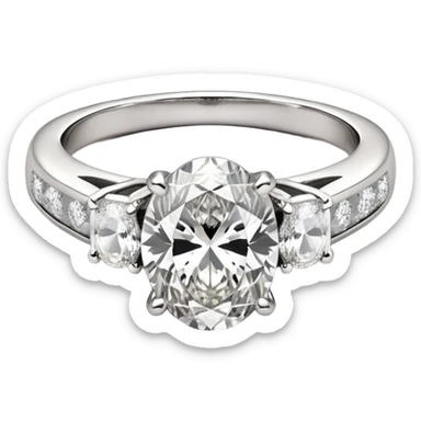 Large Oval Engagement ring diamond channel set band  sticker