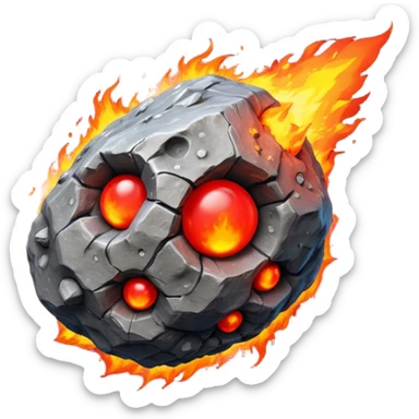 3D render of Meteor, miniature weather phenomenon, volumetric particle effects, rocky asteroid with a fiery red tail, elemental energy, emoji style, isolated on white background --v 6.0. sticker