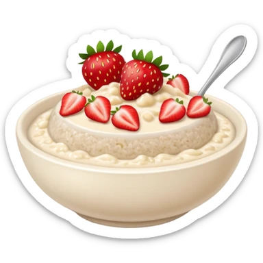 A bowl of porridge with strawberries  sticker
