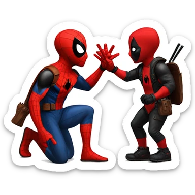 Spider-man and deadpool high five sticker
