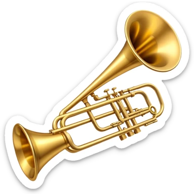 Cinematic Realistic Trombone, sleek brass slide extending dynamically, subtle scratches adding authenticity, warm golden reflections bouncing off the metal, glowing with a bold and resonant musical energy. sticker
