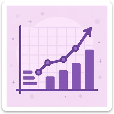 growth graph in purple, general style sticker