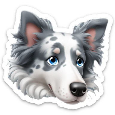 border collie blue merle sleeping with blue eyes sticker