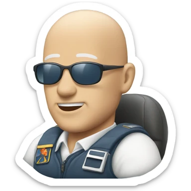 Bald guy flying an airplane  sticker