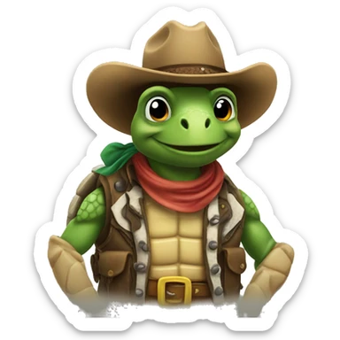 Turtle cowboy sticker