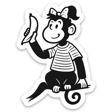Add a cute hair bow to the monkey. Keep the background transparent. sticker