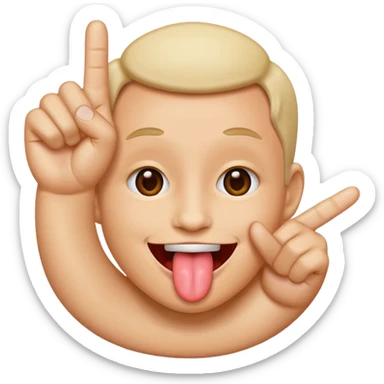 tongue sticking out with two fingers  sticker