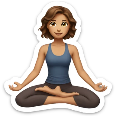 A beautiful girl with brown hair doing yoga sticker
