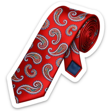 Tie, red, paisley pattern rolled sticker