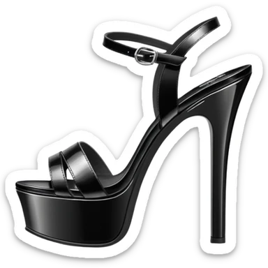 ultra realistic shiny black leather platform sandals sticker