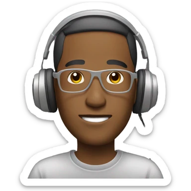 male with headphones on 90s computer sticker