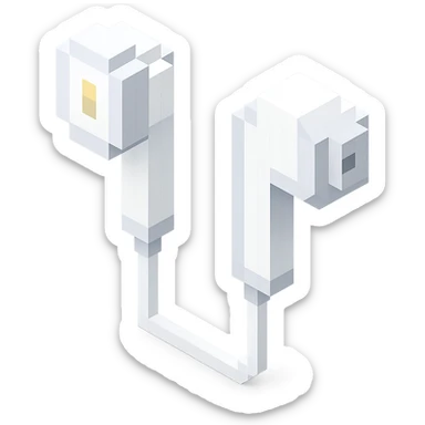 white EarPods headphones with a matte finish, slightly angled view sticker