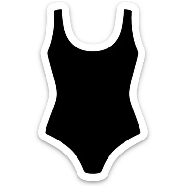 flat vector black and white one piece swimsuit isolated sticker