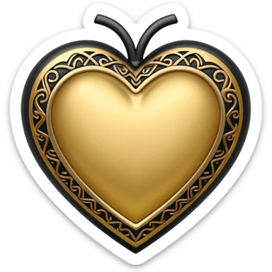 Gold heart with black details  sticker