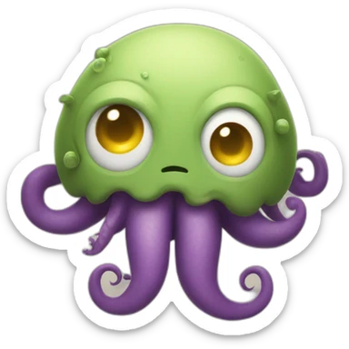 an adorable disoriented kraken and question marks around him sticker