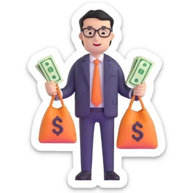 accountant with money bags sticker