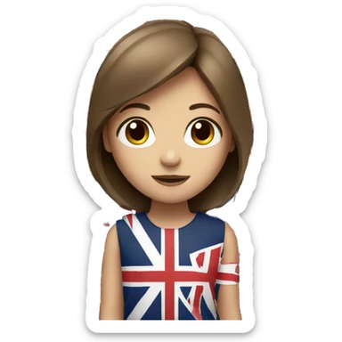 brown hair girl with union jack flag around her  sticker