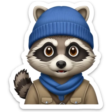 Aggressive Raccoon bandit with beanie hat sticker
