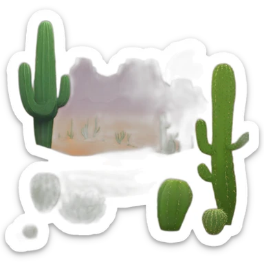 hot desert with cactuses sticker