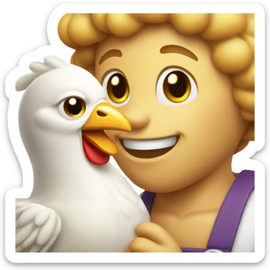 happy smiley eating chicken sticker