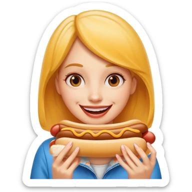 hotdog eating woman sticker