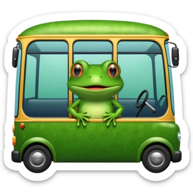 Frog with a bus sticker
