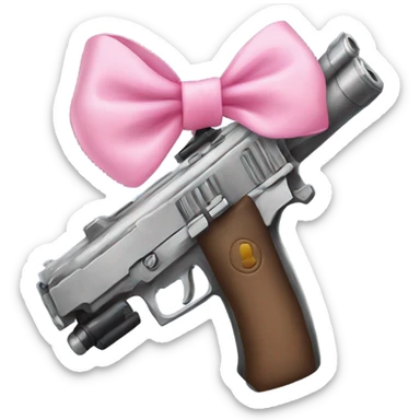 Gun with cute pink bow  sticker