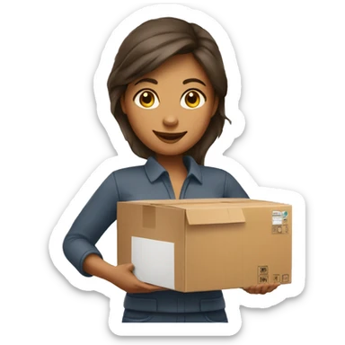 delivery woman cardboard box sticker
