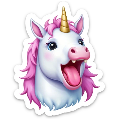 A unicorn sticking his tongue out  sticker