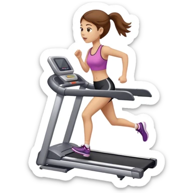 Girl, brown hair, running on a treadmill  sticker
