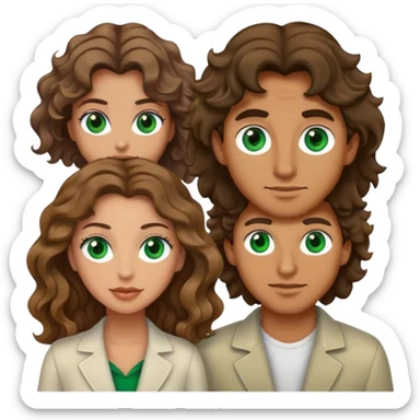 Beso pareja hombre pelo ondulado, ojos verdes y mujer pelo ondulado ojos marrones sticker