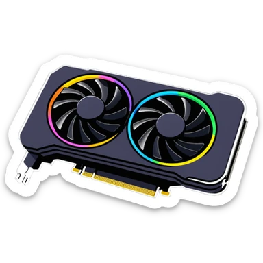 modern gaming video card with RGB lighting and cooling fans sticker