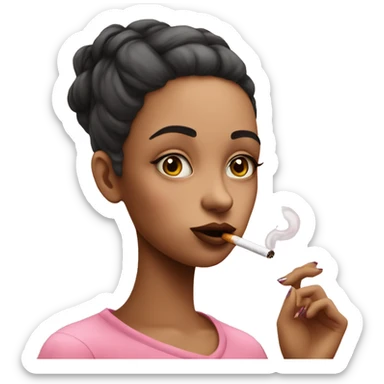 girl with baggy eyes smoking a cigarette but make it pink sticker