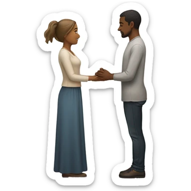 Woman standing. man kneeling praying  sticker
