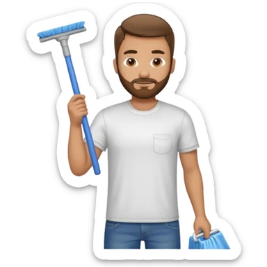 Guy with very short beard doing house chores sticker