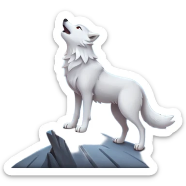 white wolf howling in full moon sticker
