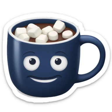 Navy Blue hot chocolate mug with marshmallows  sticker