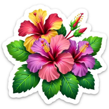 hibiscus multicolor flower bouquet
 sticker