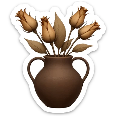 Dried flowers and pods in a brown vase sticker