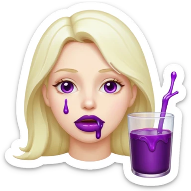 Women with dripping from her mouth after eating an eggplant sticker