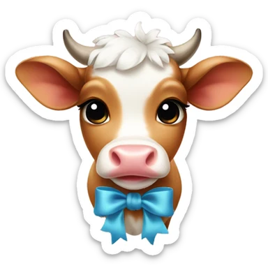baby cow with bow sticker