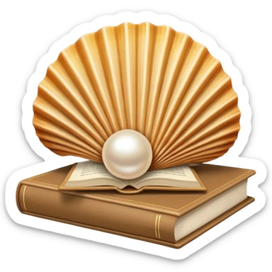 Open beige shell with pearl and beige books sticker