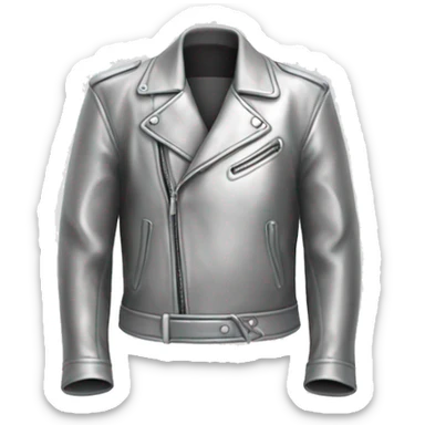 Realistic isolated silver fashion leather jacket. sticker