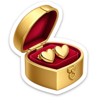 Gold heart earrings in a box opened to the left side sticker