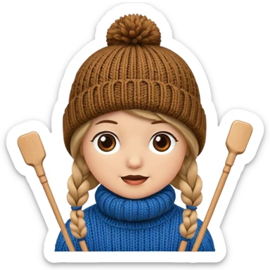Knitted hat with knitting needles sticker