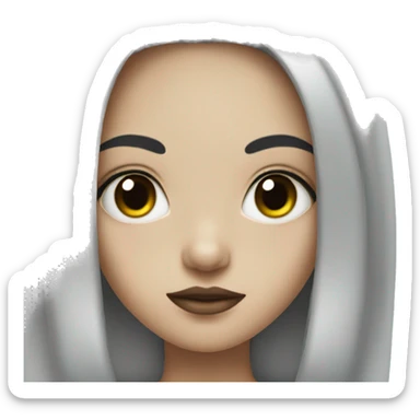 Girl with black hair and black eyes piercing on lip  sticker